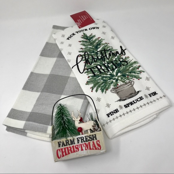 Christmas Farmhouse Tree Towel Set & Ornnanent - Picture 4 of 5